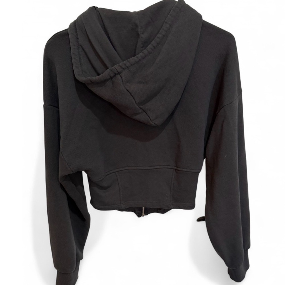 Chaser Cotton Black Zip-Up Corset Hoodie with Drawstring XS - Picture 3 of 6